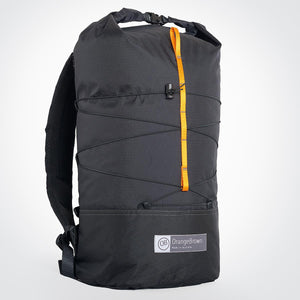 Australian made ultralight day pack with roll closure in double black. Usable as carry-on bag.