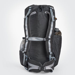OrangeBrown OB 48 backpack with padded shoulder straps and hip belt. Sternum strap with emergency whistle and carry handle. Handmade from Challenge Ultra100, 200 and 400 fabric.