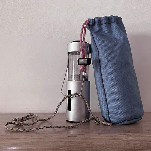First sewing projects in 1991 - a string bag made from heavy cordura for a candle lantern.