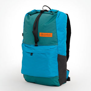 Daypack made from X-PAC VX21 fabric in colour green and teal. Handmade in Australia