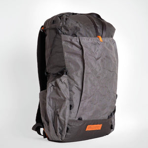 OrangeBrown backpack OB30 the main compartment packed. Slimline and compact for multiple overnight hikes.