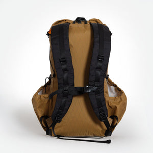 OrangeBrown backpack OB30 with black 75mm wide and comfortable shoulders straps and the sternum strap. Made in Australia from X-Pac fabrics.