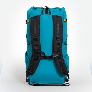 Teal Australian made backpack OB 36 with padded shoulder straps and sternum strap with emergency whistle and carry handle.