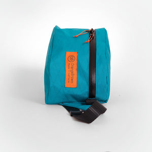 Fanny Pack made by OrangeBrown from X-Pac fabric in colour teal with a 25 mm webbing belt and #5 YKK zip