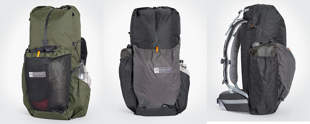 The OrangeBrown OB 48 backpack is a frameless lightweight hiking pack made from high quality X-Pac and/or Challenge ULTRA fabrics