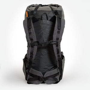 Shoulder straps and hip belt of OrangeBrown OB55 backpack. Made from Challenge Ultra fabrics
