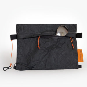 Sternum strap bag made from black Ultra 200 fabric for use on a backpack