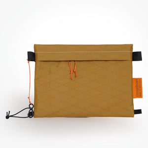 Coyote colour sternum strap bag made from X-Pac VX21 fabric. Slides over the sternum strap of a backpack.
