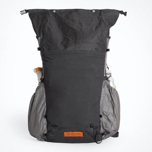 OrangeBrown backpack OB30 unrolled and fully open. Press studs of light grey colour are visible.