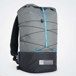 Handmade daypack from X-Pac fabric with roll closure in colour grey. Made in Australia.